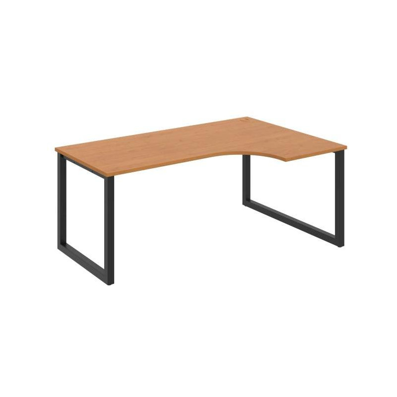 Pracovný stôl UNI O, ergo, ľavý, 180x75,5x120 cm, jelša/čierna