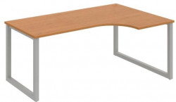Pracovný stôl UNI O, ergo, ľavý, 180x75,5x120 cm, jelša/sivá