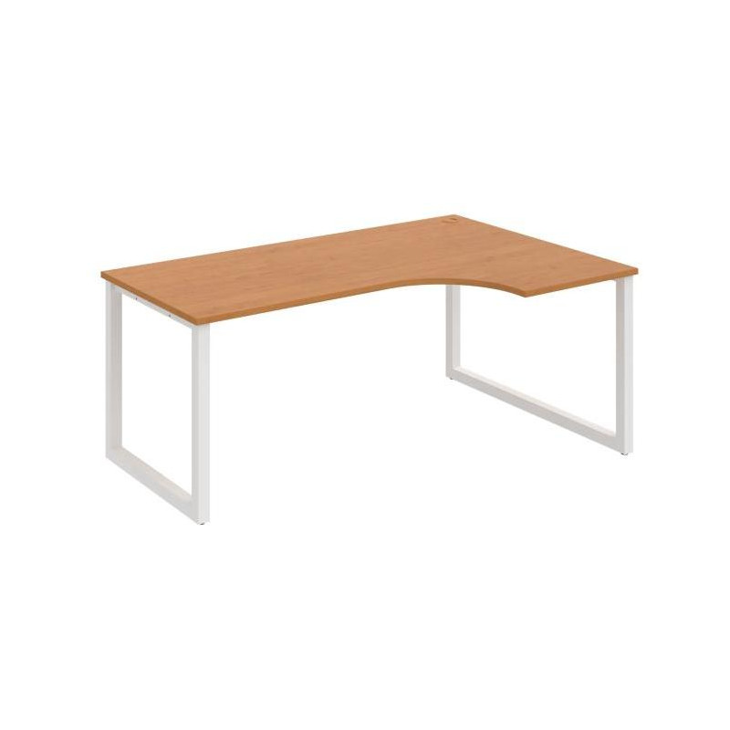 Pracovný stôl UNI O, ergo, ľavý, 180x75,5x120 cm, jelša/biela