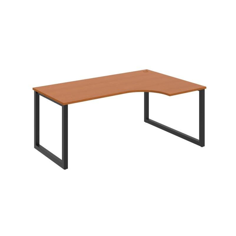 Pracovný stôl UNI O, ergo, ľavý, 180x75,5x120 cm, čerešňa/čierna
