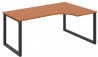 Pracovný stôl UNI O, ergo, ľavý, 180x75,5x120 cm, čerešňa/čierna