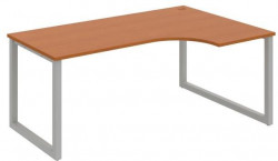 Pracovný stôl UNI O, ergo, ľavý, 180x75,5x120 cm, čerešňa/sivá