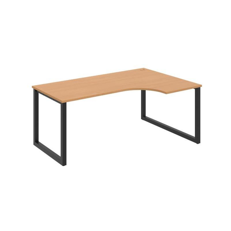 Pracovný stôl UNI O, ergo, ľavý, 180x75,5x120 cm, buk/čierna