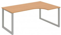 Pracovný stôl UNI O, ergo, ľavý, 180x75,5x120 cm, buk/sivá
