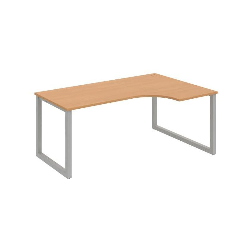 Pracovný stôl UNI O, ergo, ľavý, 180x75,5x120 cm, buk/sivá