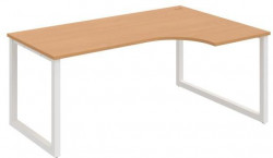 Pracovný stôl UNI O, ergo, ľavý, 180x75,5x120 cm, buk/biela