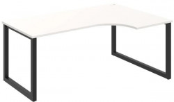 Pracovný stôl UNI O, ergo, ľavý, 180x75,5x120 cm, biela/čierna