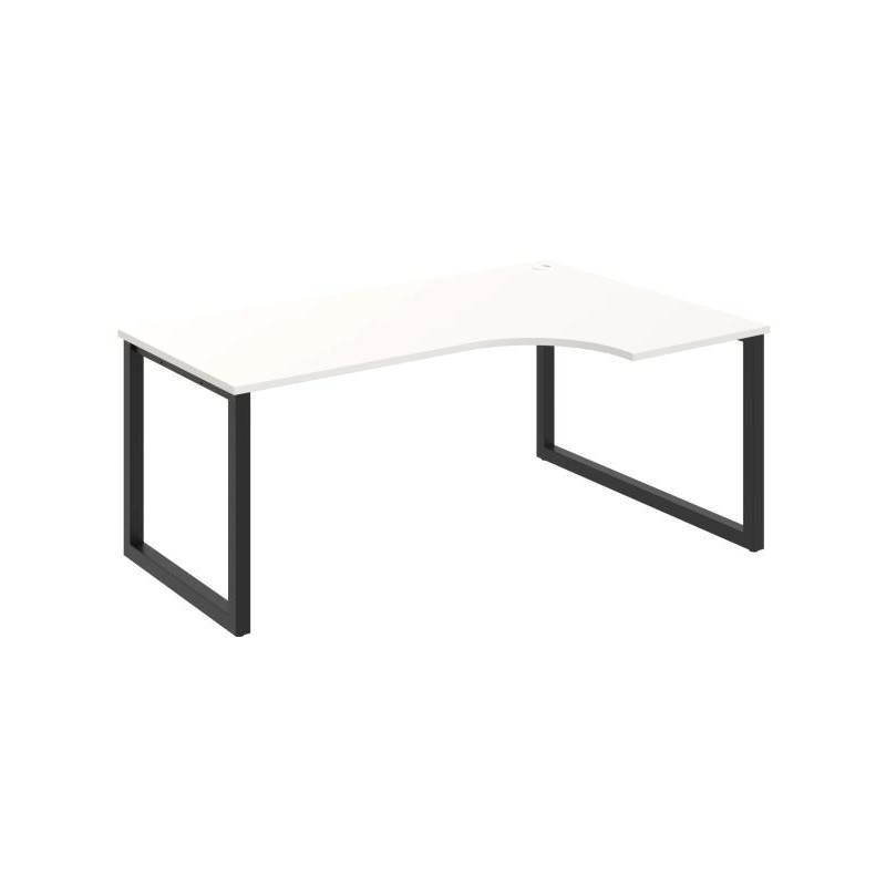 Pracovný stôl UNI O, ergo, ľavý, 180x75,5x120 cm, biela/čierna