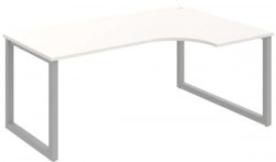 Pracovný stôl UNI O, ergo, ľavý, 180x75,5x120 cm, biela/sivá