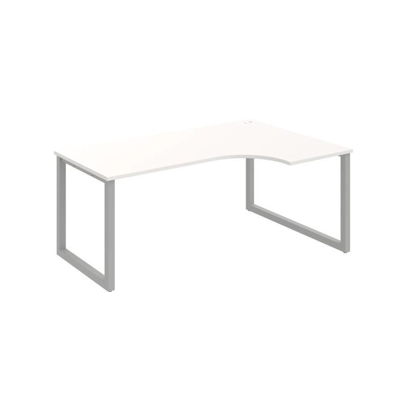Pracovný stôl UNI O, ergo, ľavý, 180x75,5x120 cm, biela/sivá