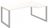 Pracovný stôl UNI O, ergo, ľavý, 180x75,5x120 cm, biela/sivá