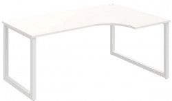 Pracovný stôl UNI O, ergo, ľavý, 180x75,5x120 cm, biela/biela