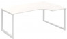 Pracovný stôl UNI O, ergo, ľavý, 180x75,5x120 cm, biela/biela