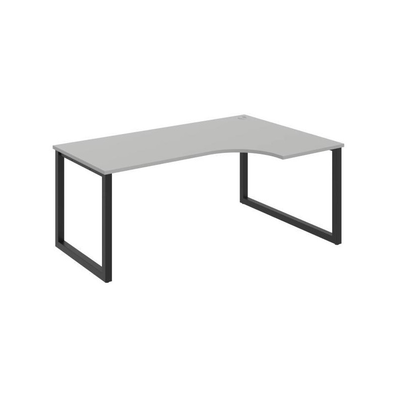 Pracovný stôl UNI O, ergo, ľavý, 180x75,5x120 cm, sivá/čierna