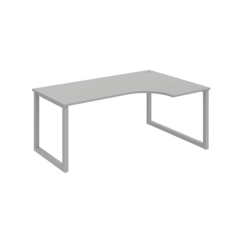 Pracovný stôl UNI O, ergo, ľavý, 180x75,5x120 cm, sivá/sivá