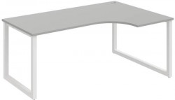 Pracovný stôl UNI O, ergo, ľavý, 180x75,5x120 cm, sivá/biela