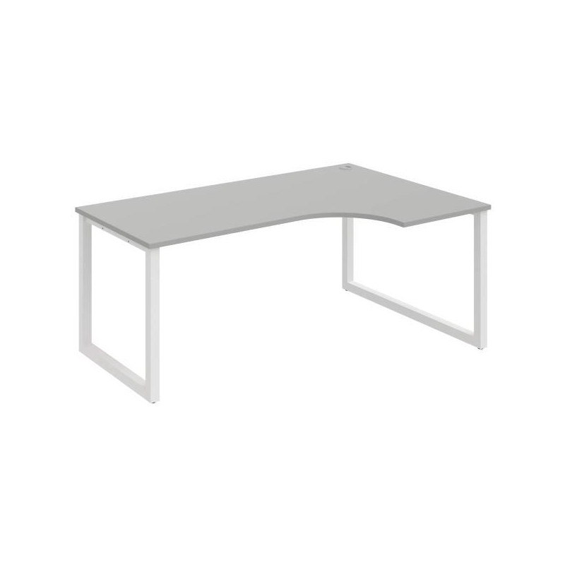 Pracovný stôl UNI O, ergo, ľavý, 180x75,5x120 cm, sivá/biela