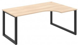 Pracovný stôl UNI O, ergo, ľavý, 180x75,5x120 cm, agát/čierna