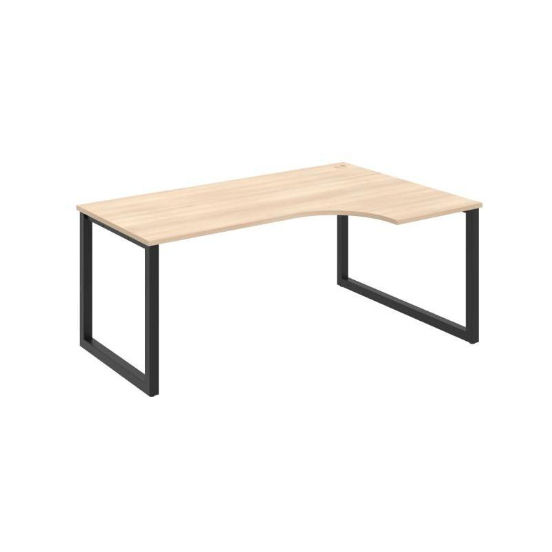 Pracovný stôl UNI O, ergo, ľavý, 180x75,5x120 cm, agát/čierna