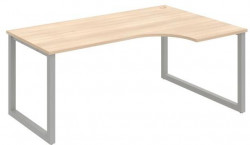 Pracovný stôl UNI O, ergo, ľavý, 180x75,5x120 cm, agát/sivá