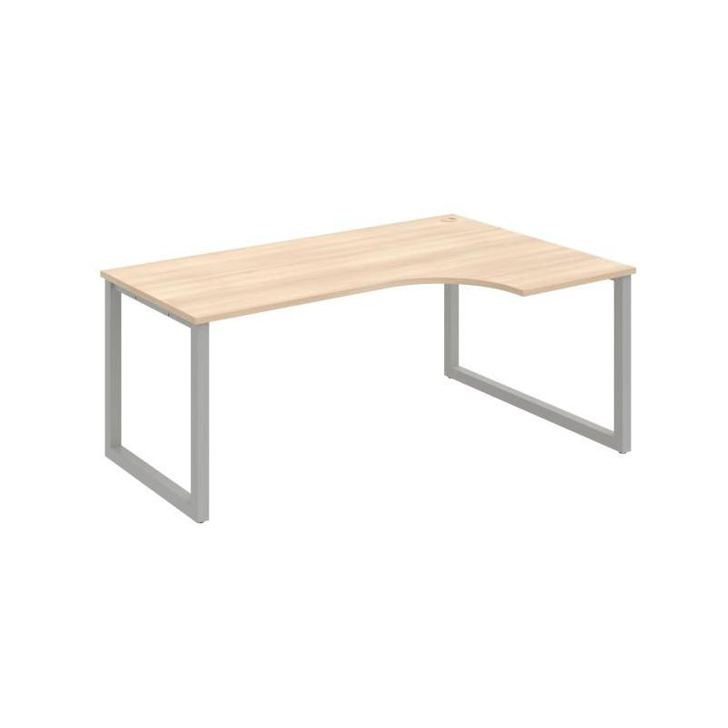 Pracovný stôl UNI O, ergo, ľavý, 180x75,5x120 cm, agát/sivá