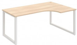 Pracovný stôl UNI O, ergo, ľavý, 180x75,5x120 cm, agát/biela