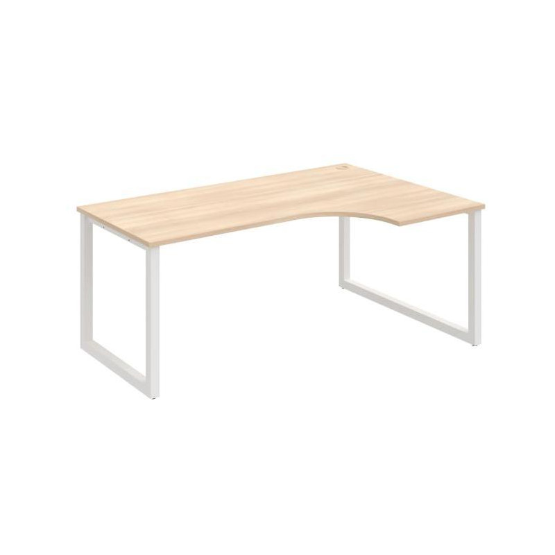 Pracovný stôl UNI O, ergo, ľavý, 180x75,5x120 cm, agát/biela