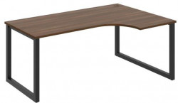 Pracovný stôl UNI O, ergo, ľavý, 180x75,5x120 cm, orech/čierna