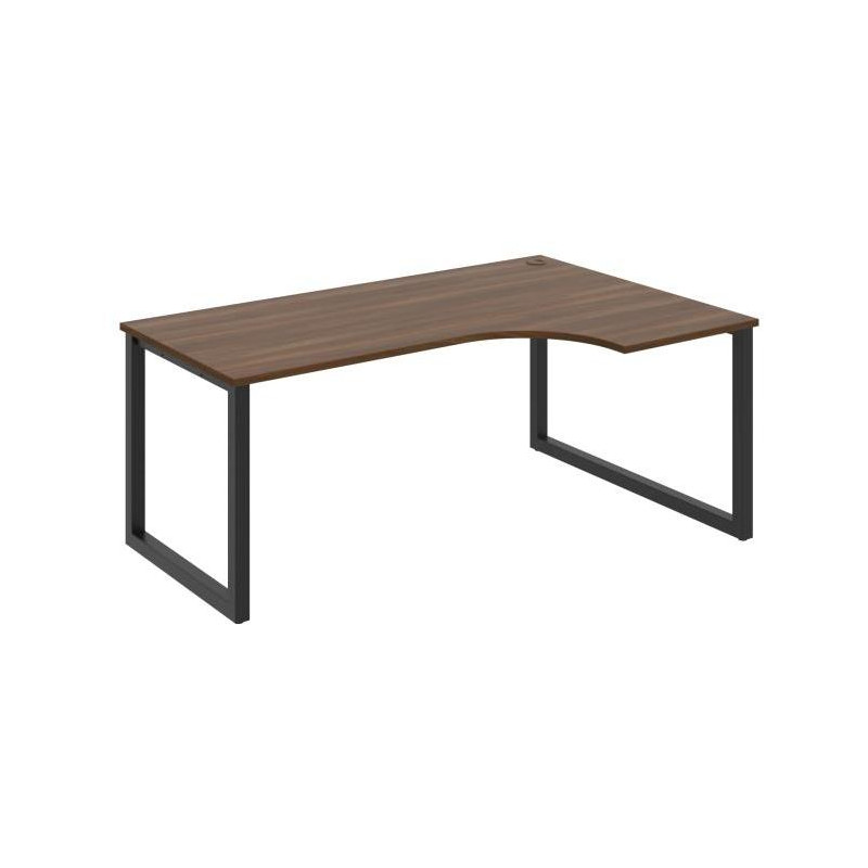 Pracovný stôl UNI O, ergo, ľavý, 180x75,5x120 cm, orech/čierna
