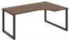 Pracovný stôl UNI O, ergo, ľavý, 180x75,5x120 cm, orech/čierna