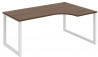 Pracovný stôl UNI O, ergo, ľavý, 180x75,5x120 cm, orech/biela