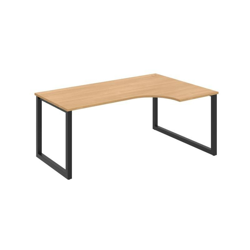 Pracovný stôl UNI O, ergo, ľavý, 180x75,5x120 cm, dub/čierna