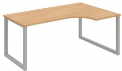 Pracovný stôl UNI O, ergo, ľavý, 180x75,5x120 cm, dub/sivá