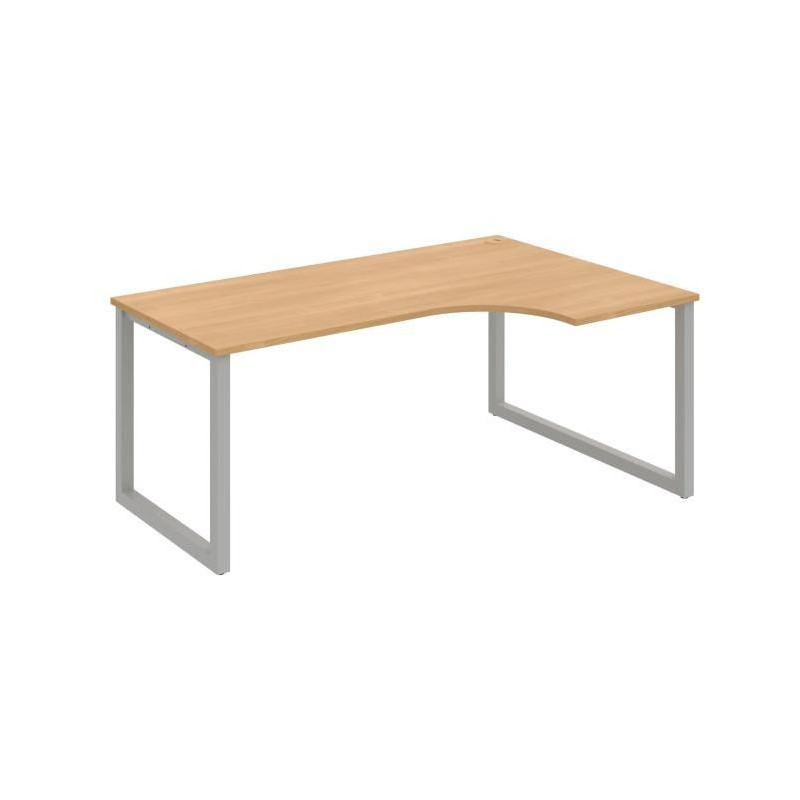 Pracovný stôl UNI O, ergo, ľavý, 180x75,5x120 cm, dub/sivá