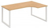 Pracovný stôl UNI O, ergo, ľavý, 180x75,5x120 cm, dub/biela