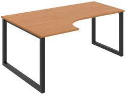 Pracovný stôl UNI O, ergo, pravý, 180x75,5x120 cm, jelša/čierna