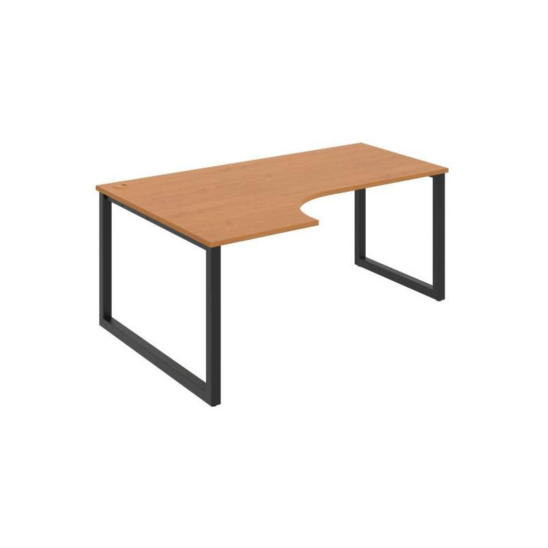 Pracovný stôl UNI O, ergo, pravý, 180x75,5x120 cm, jelša/čierna