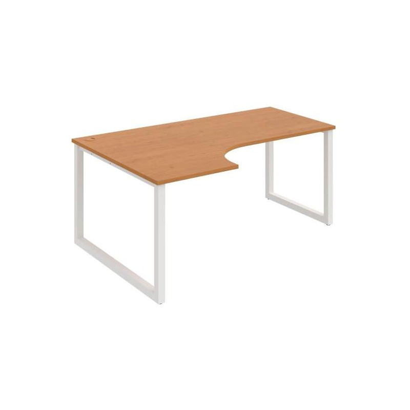 Pracovný stôl UNI O, ergo, pravý, 180x75,5x120 cm, jelša/biela