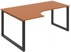 Pracovný stôl UNI O, ergo, pravý, 180x75,5x120 cm, čerešňa/čierna