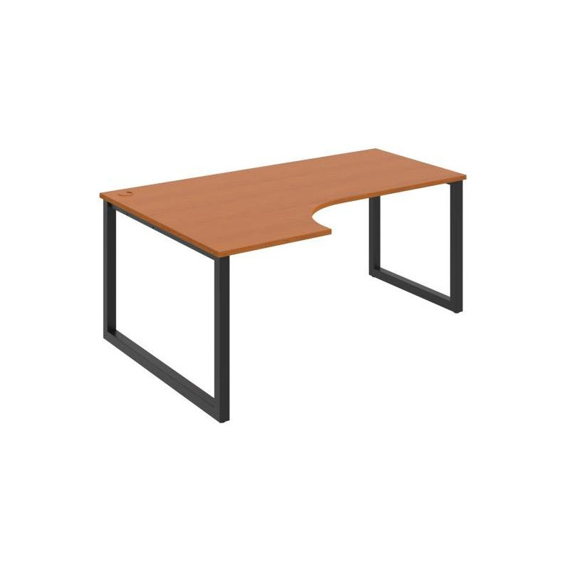 Pracovný stôl UNI O, ergo, pravý, 180x75,5x120 cm, čerešňa/čierna