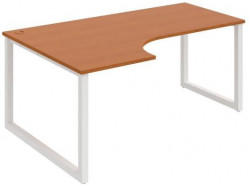 Pracovný stôl UNI O, ergo, pravý, 180x75,5x120 cm, čerešňa/biela