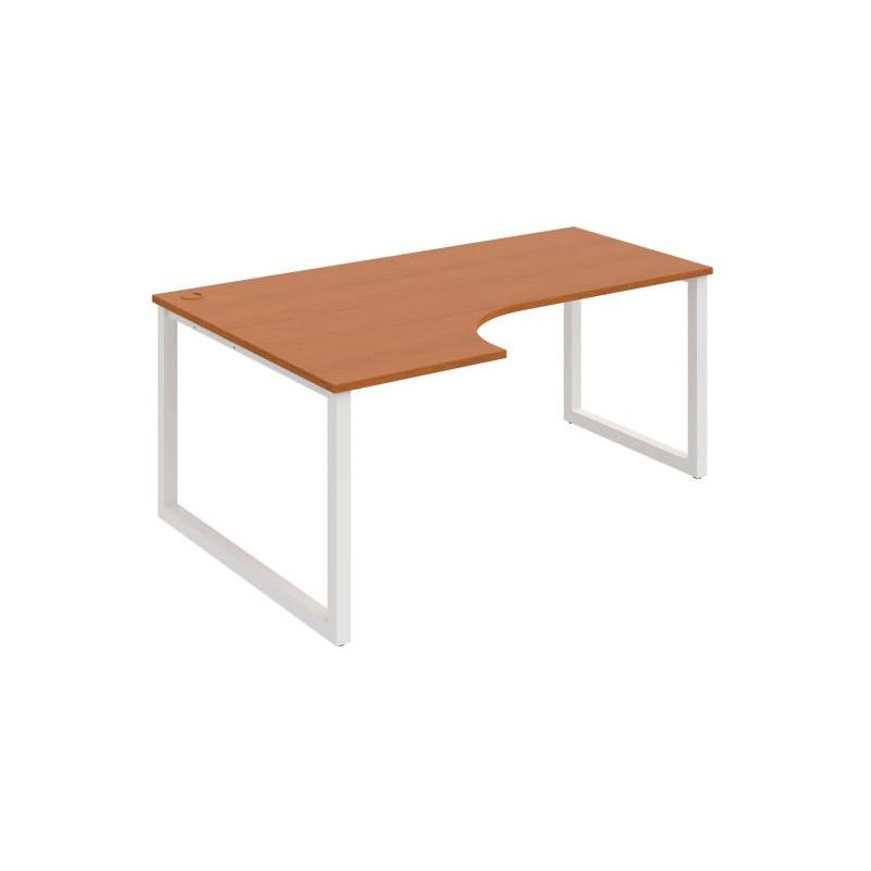 Pracovný stôl UNI O, ergo, pravý, 180x75,5x120 cm, čerešňa/biela