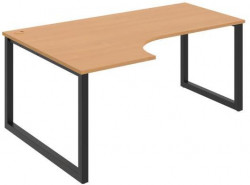 Pracovný stôl UNI O, ergo, pravý, 180x75,5x120 cm, buk/čierna