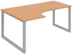 Pracovný stôl UNI O, ergo, pravý, 180x75,5x120 cm, buk/sivá