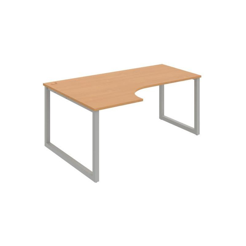 Pracovný stôl UNI O, ergo, pravý, 180x75,5x120 cm, buk/sivá