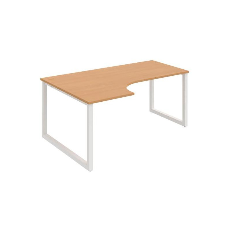 Pracovný stôl UNI O, ergo, pravý, 180x75,5x120 cm, buk/biela