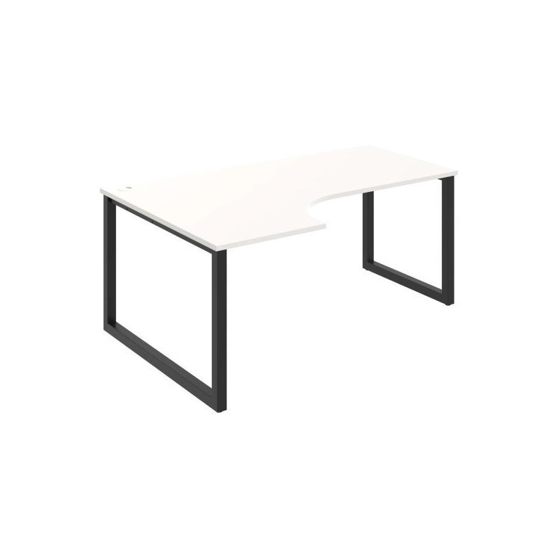 Pracovný stôl UNI O, ergo, pravý, 180x75,5x120 cm, biela/čierna