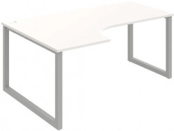 Pracovný stôl UNI O, ergo, pravý, 180x75,5x120 cm, biela/sivá