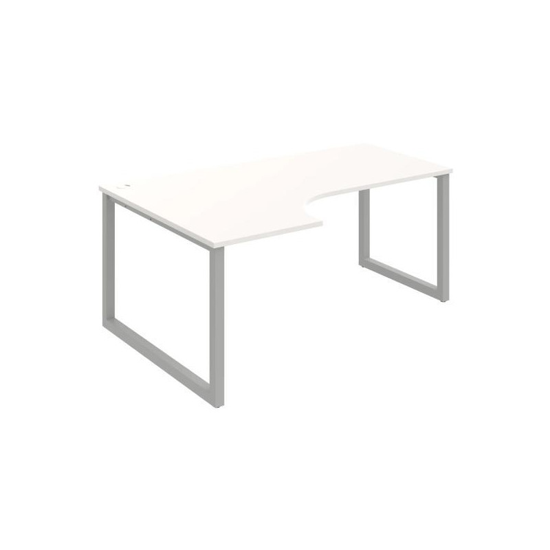 Pracovný stôl UNI O, ergo, pravý, 180x75,5x120 cm, biela/sivá