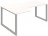 Pracovný stôl UNI O, ergo, pravý, 180x75,5x120 cm, biela/sivá